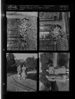 Stacked firewood; Two ladies in coats (4 Negatives (December 4, 1959) [Sleeve 18, Folder d, Box 19]